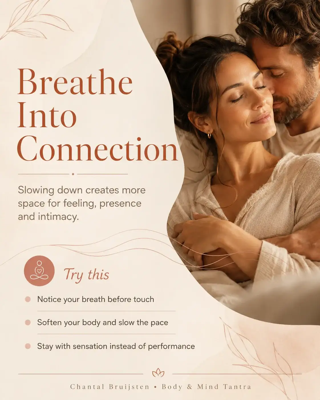 Couple breathing together in stillness