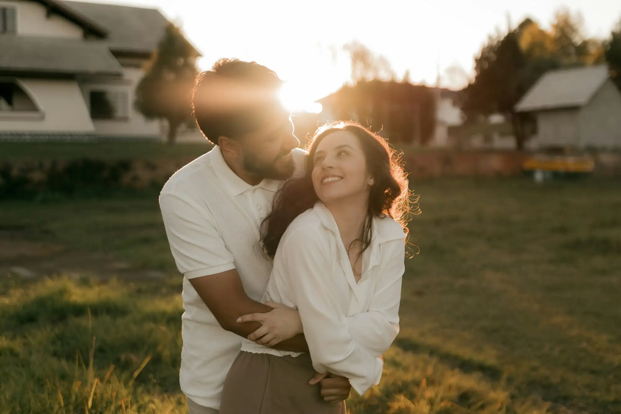 Couple together in Spanish mountain nature